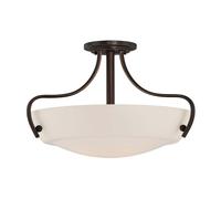 Plafonnier lampe salon lampe métal verre D 45,7 cm 3 flammes bronze