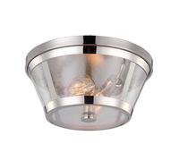 Plafonnier lampe salon lumière aluminium verre nickel D 34,9 cm 2 flammes