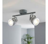 Spot de plafond plafonnier de salon gris avec spots orientables, métal gris pierre, 2x GU10, LxH 26 x 18,5 cm