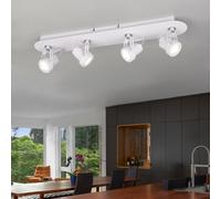 Plafonnier Barre de spots Lampe de salon Spot à 4 flammes orientables, métal blanc, 4x GU10 douilles, LxlxH 62x11x14 cm