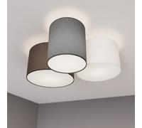 Plafonnier Laurenz Lindby, dimmable, gris, Salon / Salle à manger, Textile / Tissu / Soie, Moderne, Plafonnier Tissu
