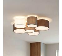 Plafonnier Laurenz Lindby, dimmable, gris, Salon / Salle à manger, Textile / Tissu / Soie, Moderne, Plafonnier Tissu