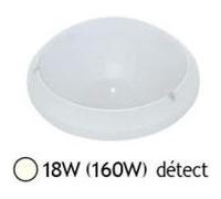 Plafonnier LED 18W (160W) Hublot IP65 avec détecteur Blanc jour 4000°K blanc G