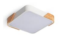 LEDKIA LIGHTING Plafonnier LED 18W Carré Bois et Aluminium 325x325 mm CCT Sélectionnable Semi-Dari pour chambre, salon, cuisine Blanc
