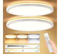 Plafonnier Led 24W 2642LM avec Télécommande & Rétro-Éclairage, Dimmable Luminaire Plafonnier Led 3000K-6500K, Φ30CM Luminaire Lampe de Plafond Intérieur, Chambre Cuisine Couloir Balcon Salon -2Pcs