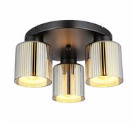 Plafonnier LED 3 flammes lampe de salon verre chromé plafonnier chambre à coucher, 3x 9W 3x 810lm blanc chaud, DxH 34,5 x 17,5 cm