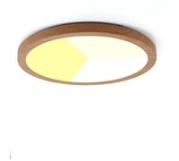 Plafonnier LED Ø300 mm 24W IP44 effet bois, CCT 3000K-6000K, encastré/surface, découpe Ø65-270 mm, ultra-fin 17 mm.
