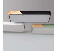 LEDKIA LIGHTING - Plafonnier LED Rectangulaire 30W | CCT Sélectionnable 2700K-6500K | Éclairage 2400 lm | Bois et Métal | Noir, Bois-Métal