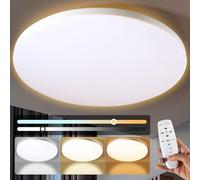 Plafonnier LED 32W Avec Télécommande, Tricolore Dimmable Éclairage de Plafond 3000K/4000K/6500K, Lampe Plafond Rond Moderne Pour Salle de Chambre, Bain, Cuisine, Balcon, Salon, Garage, Ø30CM