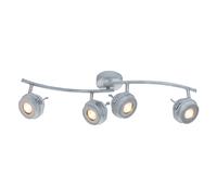 Plafonnier LED 4 flammes luminaire de salon plafonnier barre spot, spot orientable, métal gris antique, 4x5W 4x 345lm blanc chaud, LxH 68 x 16 cm