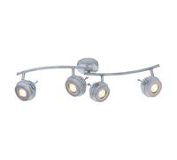 Plafonnier LED 4 flammes luminaire de salon plafonnier barre spot, spot orientable, métal gris antique, 4x5W 4x 345lm blanc chaud, LxH 68 x 16 cm