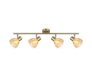 Plafonnier LED 4 flammes Plafonnier noir laiton Lampe de salon Lampe de chambre à coucher, métal verre, 4x 5W 4x 470lm blanc chaud, LxlxH 70x13x19 cm