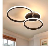 Plafonnier LED 42W Lampe de Plafond Rond Moderne Lustre LED Plafonnier en Aluminium pour Salon Chambre Noir 56 cm - 3000K LUSTRE