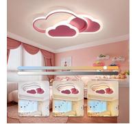 Plafonnier LED,42W Plafonnier Chambre Enfant 52cm Lampe Plafond avec Dimmable Télécommande 3000-6000K,Rose Plafond Led Nuage Créatif