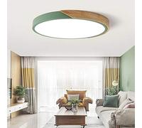 Plafonnier LED à cadre en bois 39W dimmable, étanche IP40, 3315lm, plafonnier ultra-fin moderne avec télécommande, adapté pour salle de bain, chambre, cuisine, salon, vert, 50 * 50 * 5CM