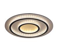 Plafonnier LED à intensité variable avec télécommande Plafonnier cristal noir et or Lampe de salon, changement de couleur, 60W 2100lm blanc chaud-blanc froid, D 55 x 6 cm