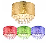 Plafonnier LED à intensité variable avec télécommande Plafonnier en cristal doré Lampe de salon, changement de couleur RGB, 8,5W 806lm blanc chaud, DxH 30 x 31 cm