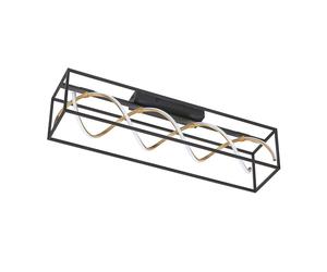 Plafonnier LED à intensité variable par télécommande Lampe de salon plafonnier noir or, 40W 4700lm blanc chaud - blanc froid, LxlxH 90 x 20 x 25 cm