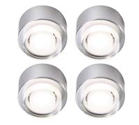Plafonnier LED à monter en saillie Spot à monter dans un couloir Spot de plafond, métal argenté, 1W 85Lm blanc chaud, DxH 4x3,2 cm, 4 pièces