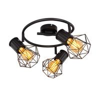 Plafonnier LED à spots mobiles Industriel Plafonnier de salon 3 flammes, design grille métallique, 3x 7W 3x 806lm blanc chaud, DxH 28,5 x 19 cm