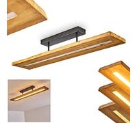 Plafonnier LED Adak en bois et métal, élégante lampe suspendue à intensité variable par interrupteur on/off idéale au dessus d'une table vintage, 27 Watt, 3000 Lumen 3000 Kelvin