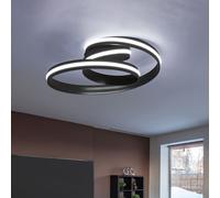 Plafonnier LED anneaux plafonnier dimmable plafonnier de salon moderne noir, variateur 3 niveaux via interrupteur mural, 32W 2100lm blanc chaud, DxH 40x25 cm