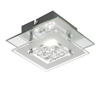 Plafonnier LED applique chromé plafonnier verre satiné lampe de cuisine, interrupteur cristaux, 3W 240Lm blanc neutre, LxPxH 14x14x7 cm