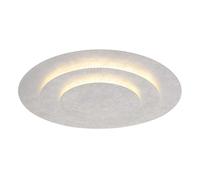 Plafonnier LED argenté Lampe de salon argenté Lampe de salle à manger ronde, métal, 40W 2400Lm blanc chaud, DxH 49x7,5 cm