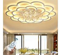 Plafonnier LED avec Cristal, Couleur et luminosité réglables par télécommande, idéal pour Chambre ou Salon. Écran 52 cm, 26 W.