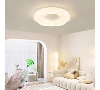 Plafonnier LED avec télécommande 66 W, Abat-Jour en Acrylique Blanc, Lampe de Salon, Floral Nordique, Lampe de Chambre à Coucher, Salle à Manger, Salon, Bureau, Couloir, Bureau, Une Couleur, 40 cm