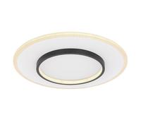 Plafonnier LED avec télécommande Plafonnier dimmable Lumière du jour Moderne, métal, blanc noir, 40W 2000Lm blanc chaud froid, DxH 46,8x6 cm