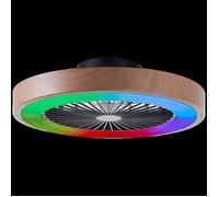 Brilliant G60060/09 Slimline Plafonnier LED avec ventilateur Module LED 40 W noir, bois