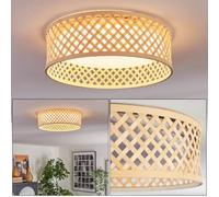Plafonnier LED Barroco de HOFSTEIN, en métal/bambou/plastique blanc/couleurs naturelles, luminaire moderne au design bohème, 16 watts, 2000 lumens, salle à manger, salon, chambre à coucher, cuisine