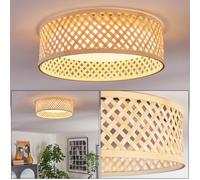 Plafonnier LED Barroco HOFSTEIN, en métal/bambou/plastique de couleur naturelle/blanche, luminaire au design bohème moderne, 16 watts, 2000 lumens, salle à manger, salon, chambre à coucher, cuisine