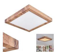 Plafonnier LED Bealeton, plafonnier moderne en métal/MDF/plastique noir/imitation bois/blanc, luminaire carré au design scandinave (35 cm x 35 cm), 1800 lumens, 3000 kelvins, LED 16 watts