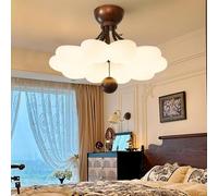 Plafonnier LED Blanc crème, Style bûche de Noyer, éclairage intérieur Simple pour Chambre, Salon ou Balcon, Couleur Beige (45 cm, intensité Variable).
