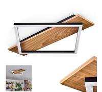 Plafonnier LED Cabanas HOFSTEIN, plafonnier en métal/plastique noir/aspect bois/blanc, luminaire au design moderne, 18 watts, 1850 lumens, salle à manger, salon, chambre à coucher, cuisine