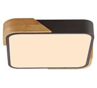 Plafonnier LED carré BILA noir 24 W, blanc chaud, 1 100 lm, métal, dimensions : 5,5 x 32 x 32 cm, IP20, Just Light