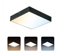 Plafonnier LED carré CATALINA 12W 1050 lm noir - 3 températures 3000/4000/6500K