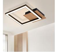 Plafonnier LED Carré en Bois Noir NETTLIFE - 1 Cadre Blanc Chaud 3000 K Design Moderne pour Salon Chambre Salle à manger Cuisine