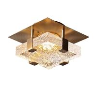Plafonnier LED carré encastré en acier inoxydable doré avec variateur | pour couloir, entrée, chambre, cuisine, balcon, diamètre 15 cm (6 pouces).