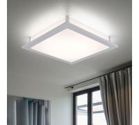 Plafonnier LED carré salle à manger plafonnier salon plafonnier blanc, en acier et verre, 1x LED 18W 1506Lm blanc chaud, LxH 38,5x6,5 cm