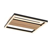 Plafonnier LED carré scandinave noir et bois Rabalux Noxelle 26W 3000/4500/6000K
