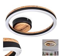 Plafonnier LED Cascada, lampe de plafond moderne en métal/MDF/plastique noir/imitation bois/blanc, (Ø 30 cm), 12 watts, 1350 lumens, 3000 Kelvin