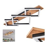 Plafonnier LED Cascada, plafonnier moderne en métal/MDF/plastique noir/imitation bois/blanc, 3 flammes, 24 watts, 2670 lumens, 3000 kelvins