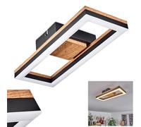 Plafonnier LED Cascada, plafonnier moderne en métal/MDF/plastique noir/imitation bois/blanc, (34,5 cm x 13 cm), 12 watts, 1350 lumens, 3000 Kelvin