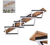 Plafonnier LED Cascada, plafonnier moderne en métal/MDF/plastique noir/imitation bois/blanc, 4 flammes, 30 watts, 3350 lumens, 3000 Kelvin
