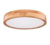 Plafonnier LED CCT dimmable Lampe de table à manger aspect bois avec lampe télécommandée, blanc froid 6000 Kelvin lumière du jour, 24 watt 1350 lumens 3000-6000 Kelvin, DxH 40x10,5 cm