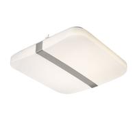 Plafonnier LED chromé, plafonnier de salon, lampe de salle à manger, carré, 28 watts 1000 lumens 3000 Kelvin, LxlxH 33,5x33,5x6,7 cm