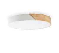 Plafonnier LED Circulaire Ø40cm, 24W, 2400LM, Métal Blanc et Bois, Lumière Sélectionnable (3000K-4000K-6000K)""
